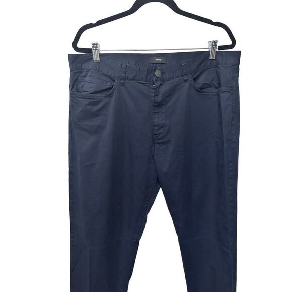Theory Classic Solid Dark Blue Cotton Blend Straight Leg Chino Pants Size 36 - Picture 2 of 11